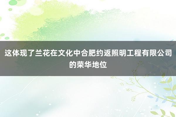这体现了兰花在文化中合肥约返照明工程有限公司的荣华地位